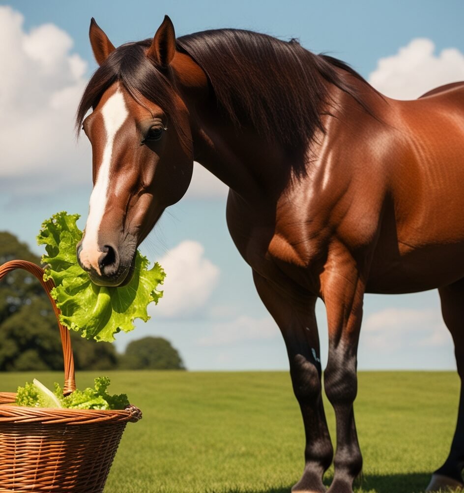 horse eat lettuce